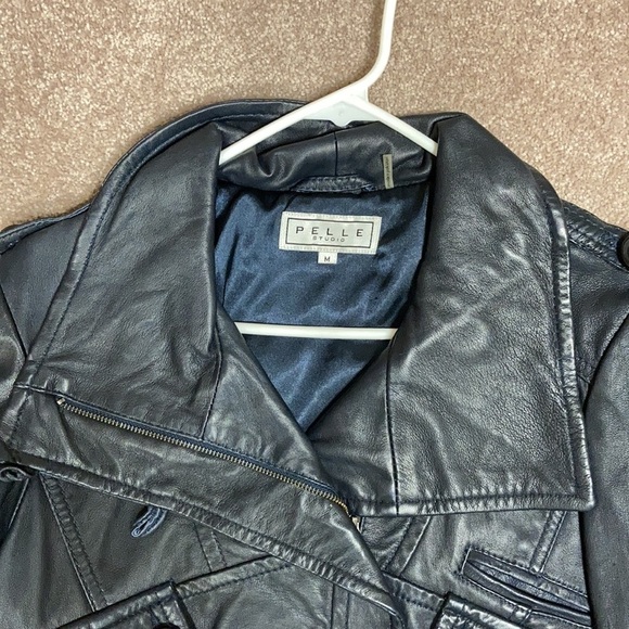 Pelle studio belted zip black leather jacket size med. - Picture 2 of 14